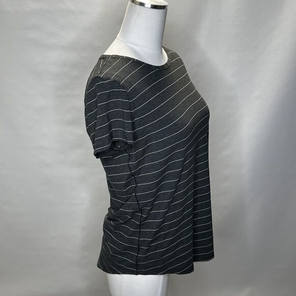 Lululemon Love Crew III Short Serve Stripe Shirt Heathered Black White Size 6 - Picture 9 of 10